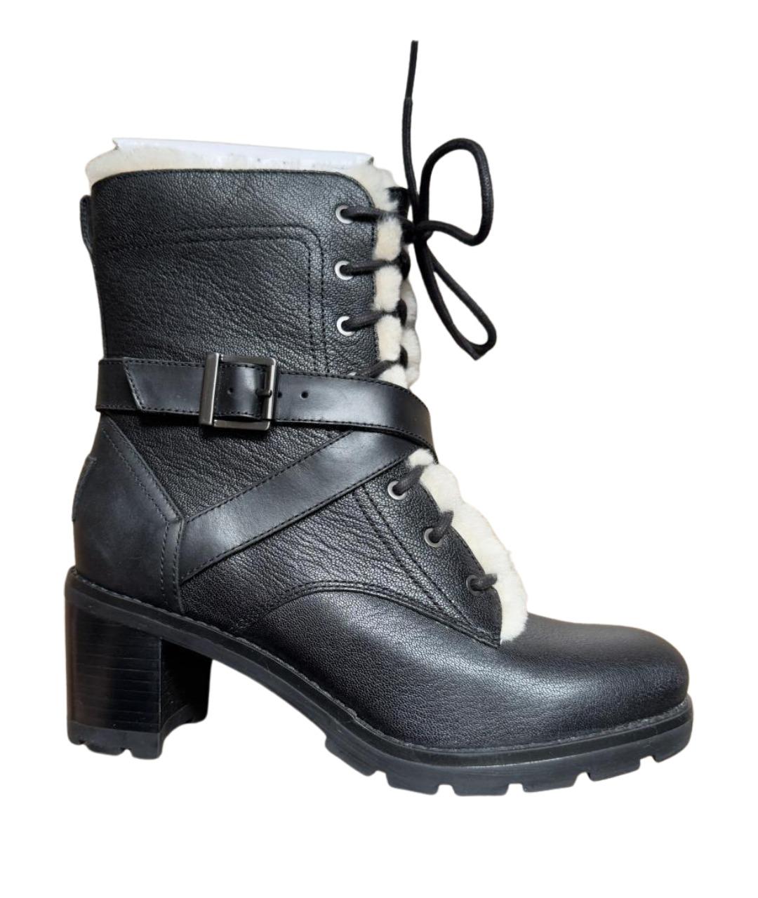 UGG AUSTRALIA Черные кожаные ботильоны, фото 1