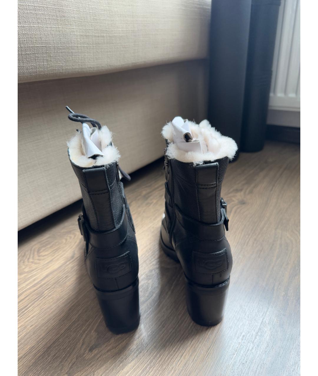 UGG AUSTRALIA Черные кожаные ботильоны, фото 4