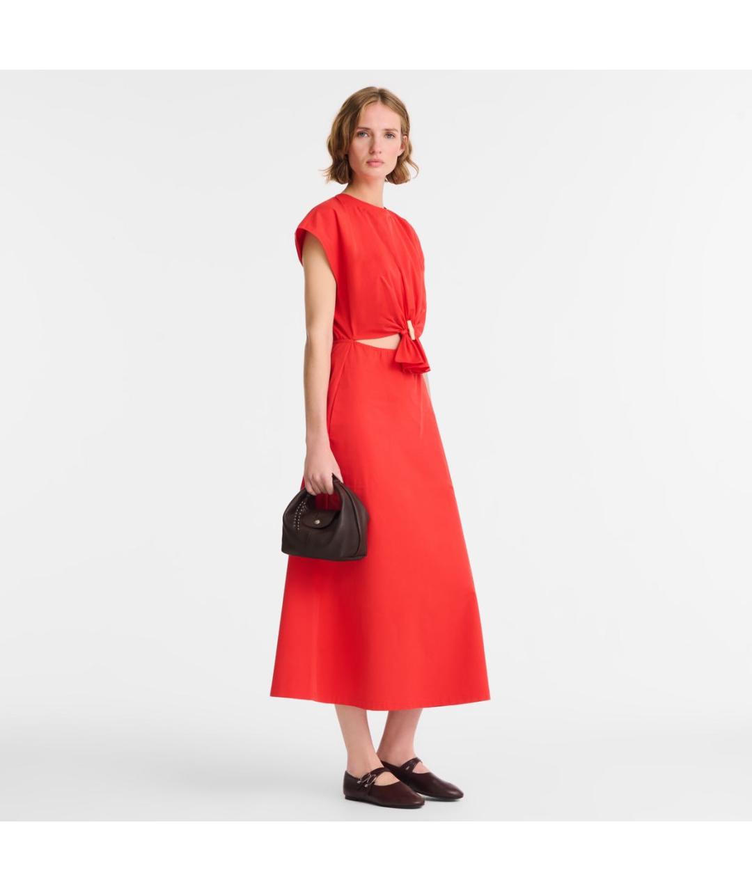 LONGCHAMP Коричневая кожаная сумка с короткими ручками, фото 3