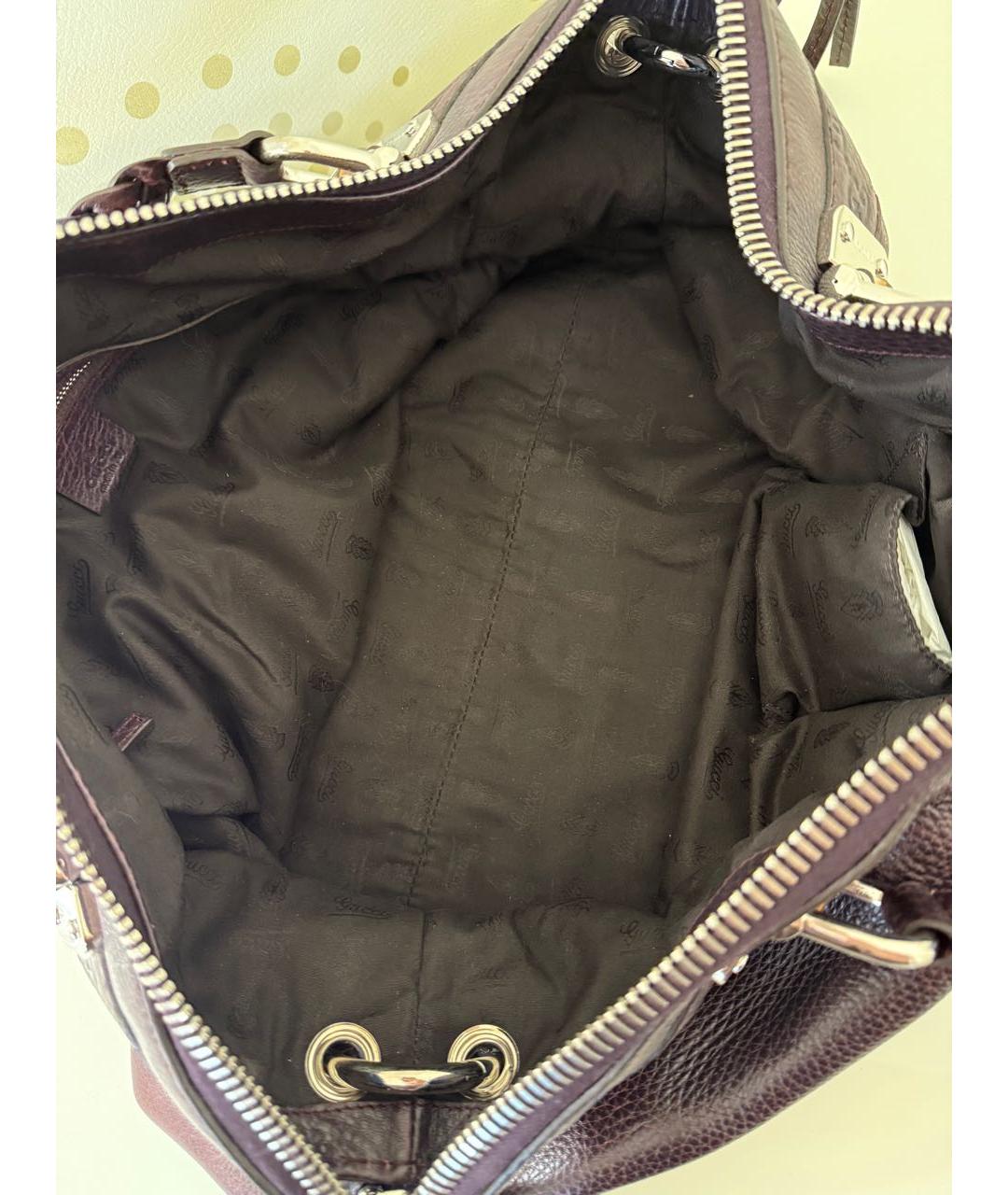 GUCCI Бордовая кожаная сумка с короткими ручками, фото 5