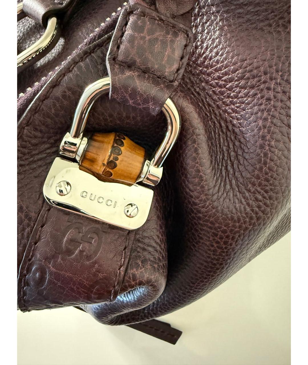 GUCCI Бордовая кожаная сумка с короткими ручками, фото 4