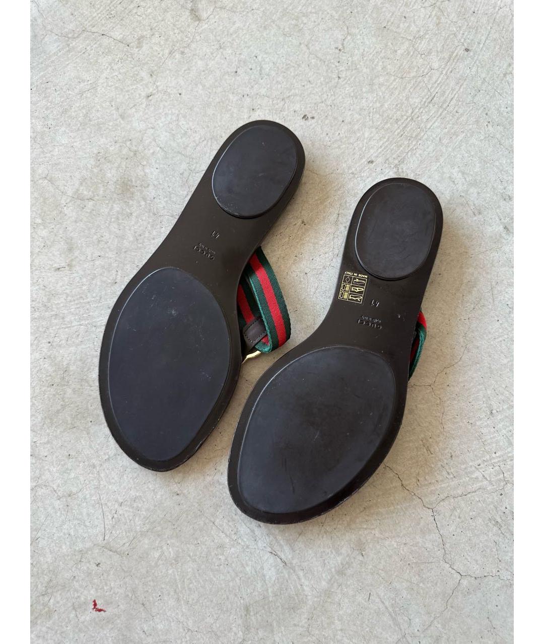 GUCCI Коричневые кожаные шлепанцы, фото 7