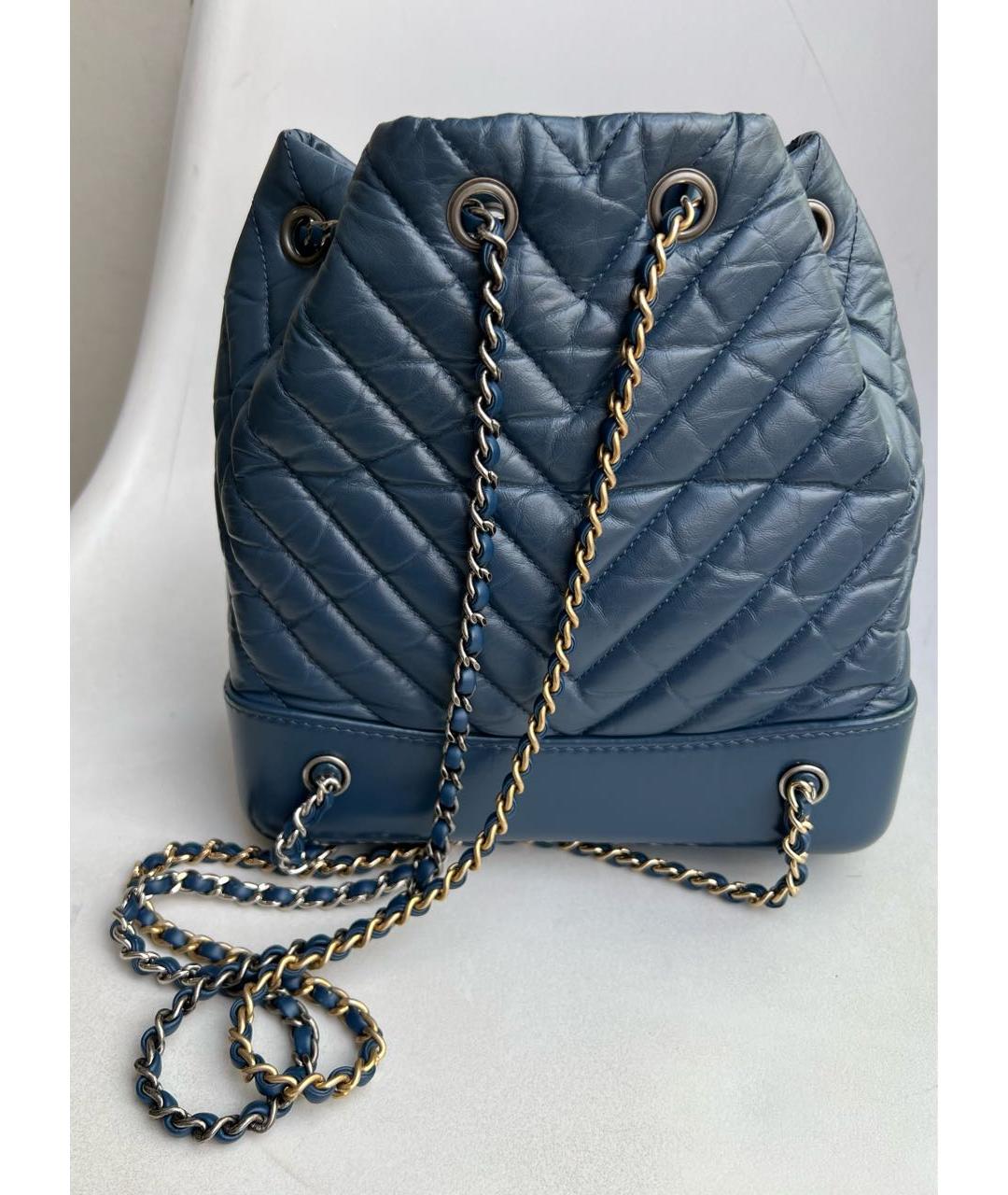 CHANEL Темно-синий кожаный рюкзак, фото 4
