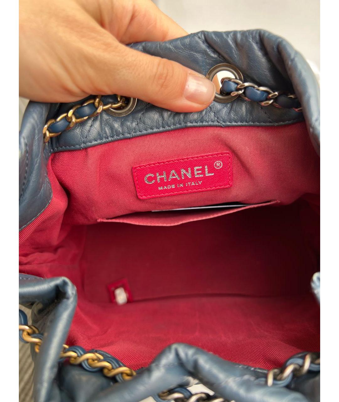 CHANEL Темно-синий кожаный рюкзак, фото 5