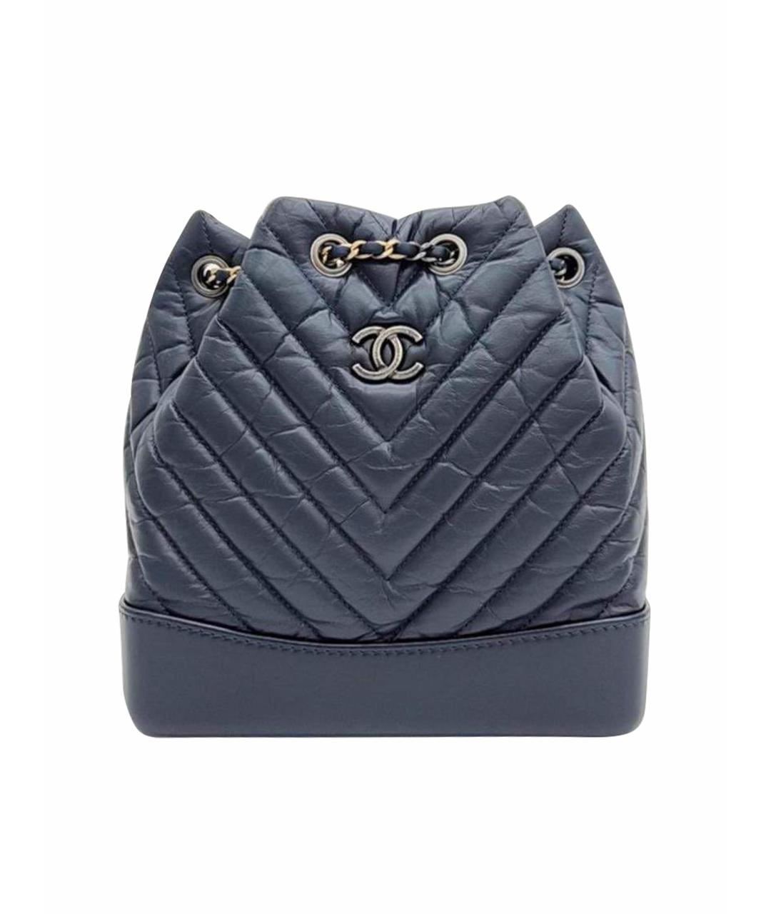 CHANEL Темно-синий кожаный рюкзак, фото 8