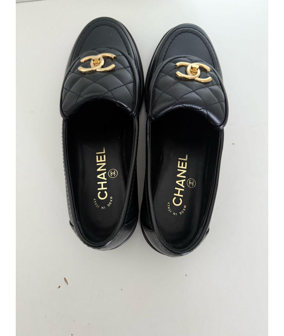 CHANEL Черные кожаные лоферы, фото 4