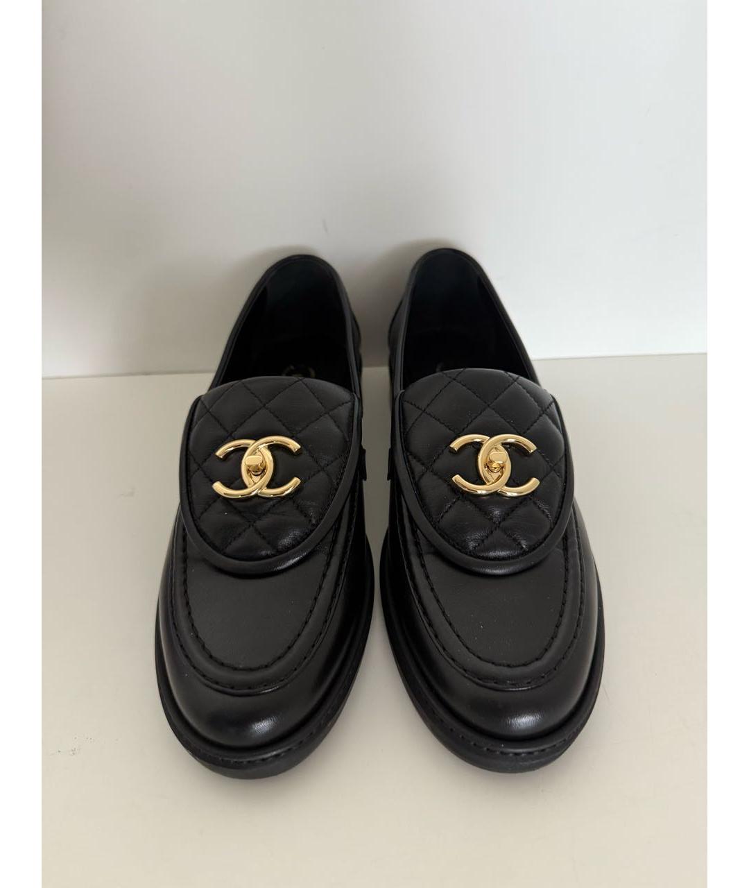 CHANEL Черные кожаные лоферы, фото 3