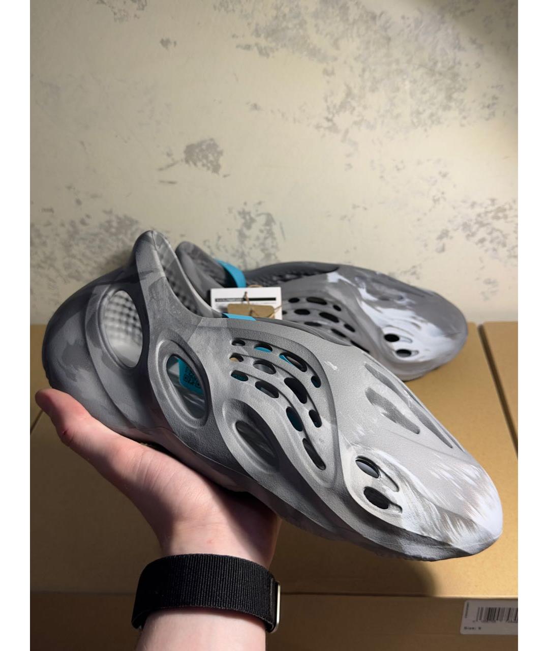 ADIDAS YEEZY Серые резиновые шлепанцы, фото 6
