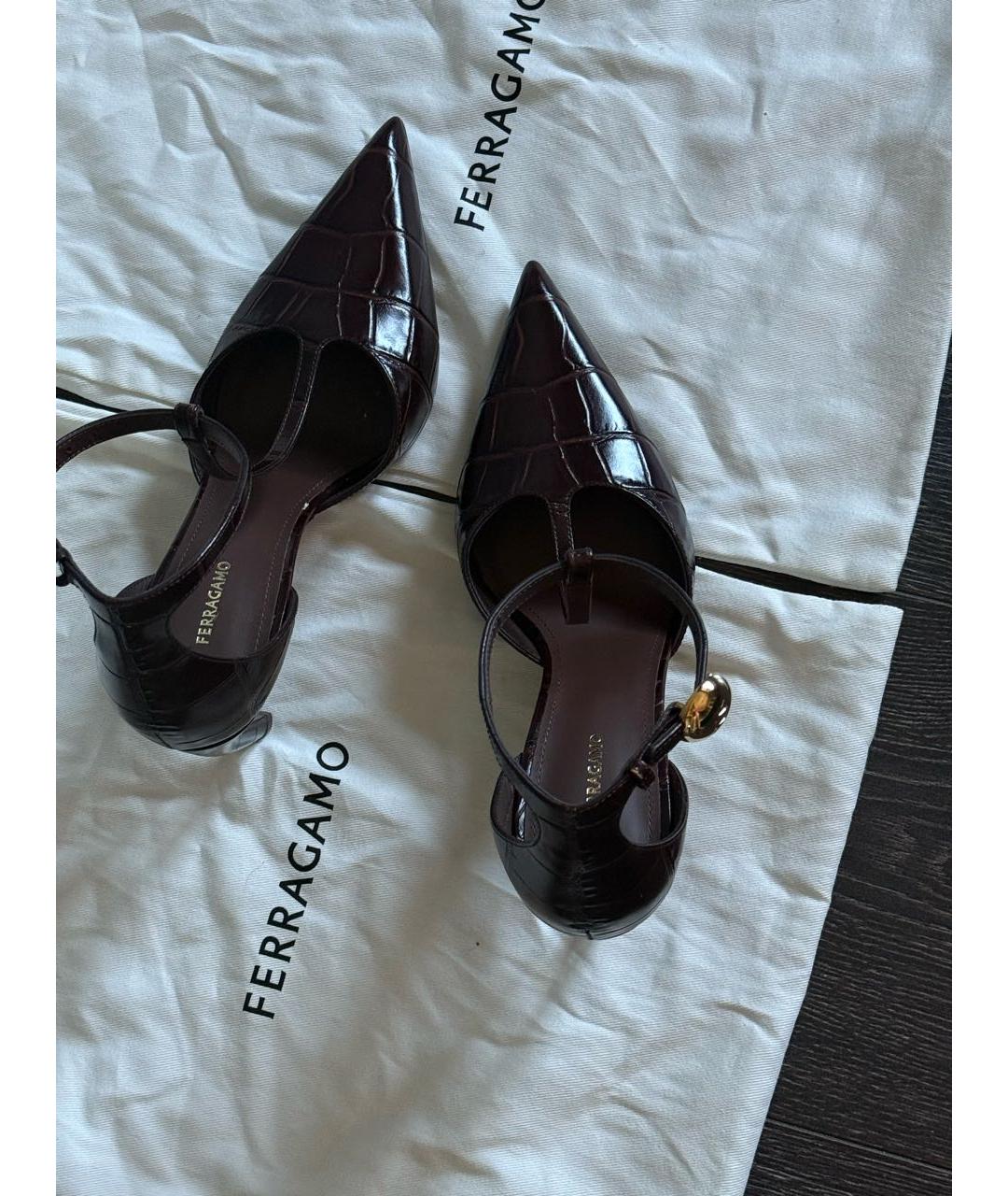 FERRAGAMO Коричневые кожаные туфли, фото 6