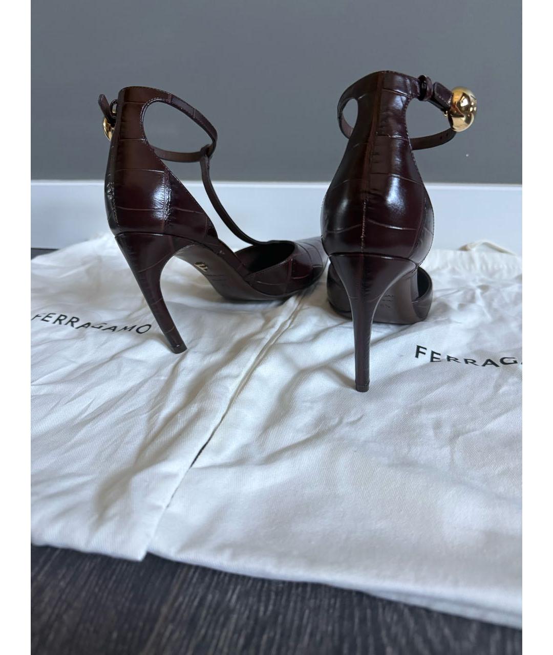 FERRAGAMO Коричневые кожаные туфли, фото 2