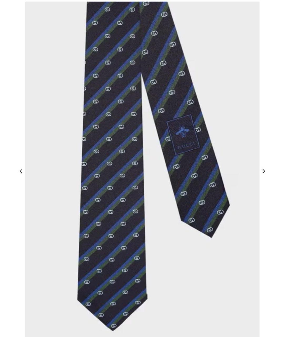 GUCCI Темно-синий шелковый галстук, фото 4