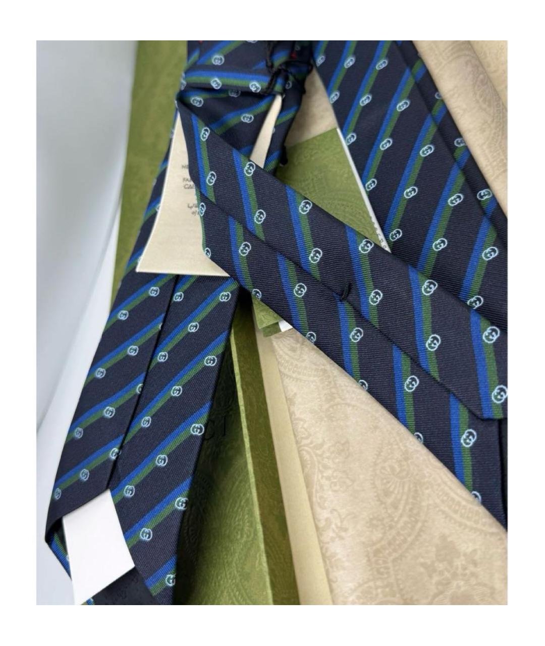 GUCCI Темно-синий шелковый галстук, фото 6