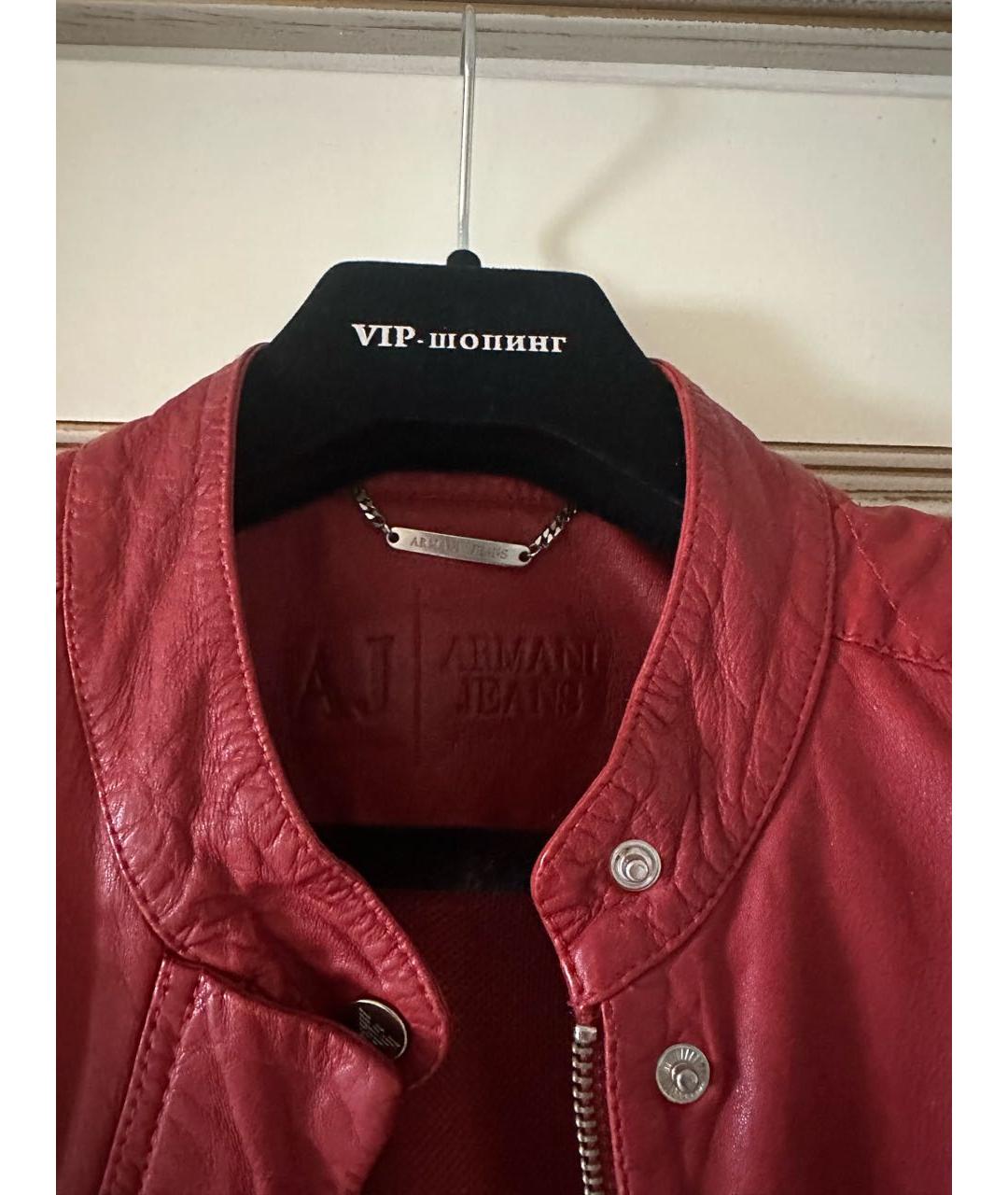 ARMANI JEANS Красная кожаная куртка, фото 6