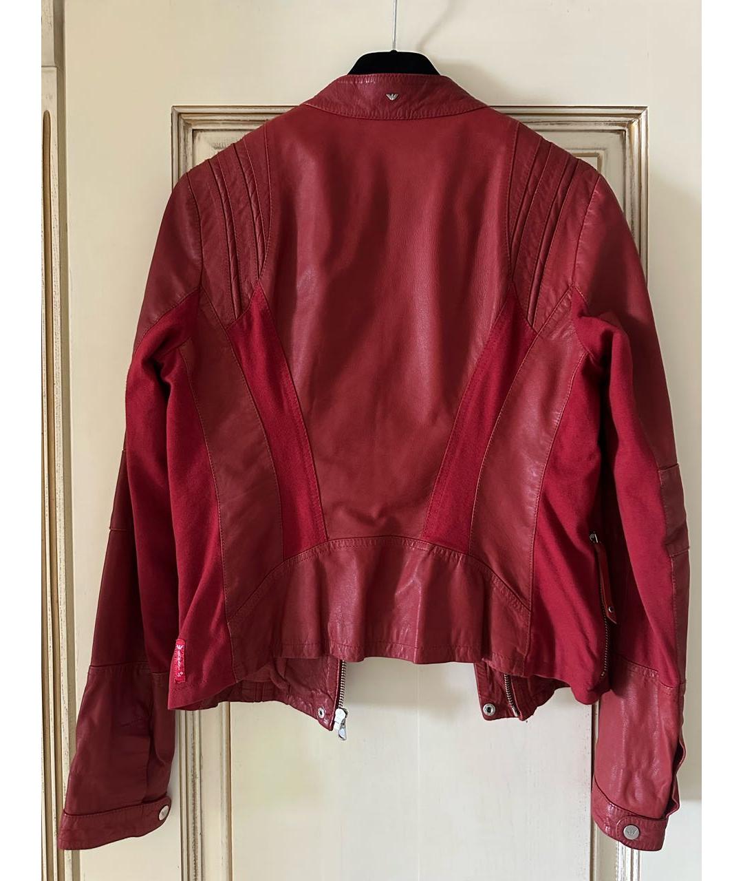 ARMANI JEANS Красная кожаная куртка, фото 2