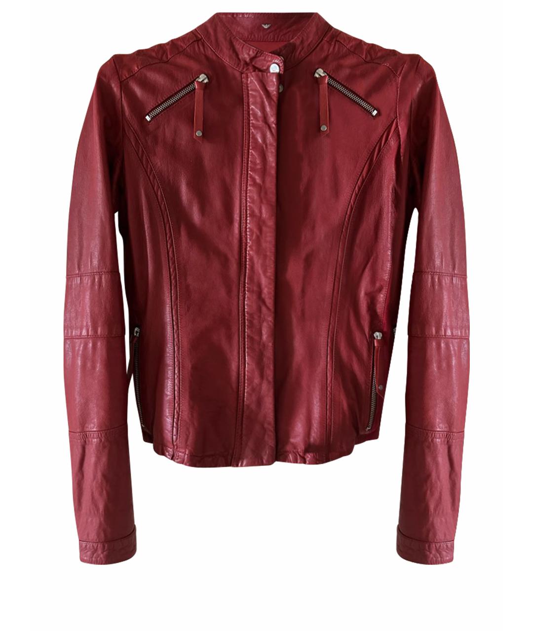 ARMANI JEANS Красная кожаная куртка, фото 1