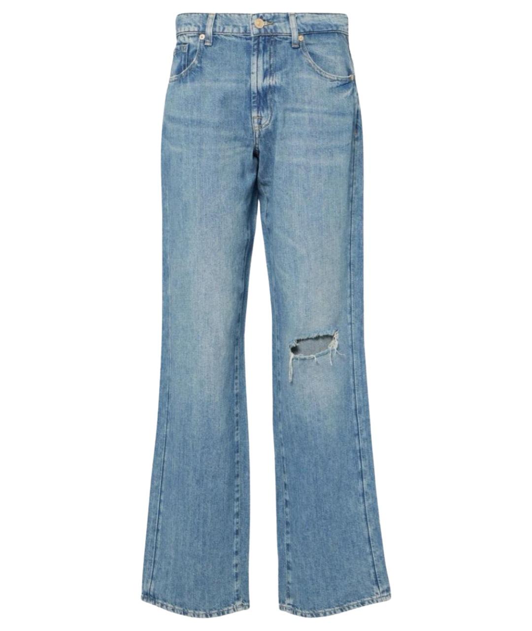 7 FOR ALL MANKIND Синие хлопковые прямые джинсы, фото 1