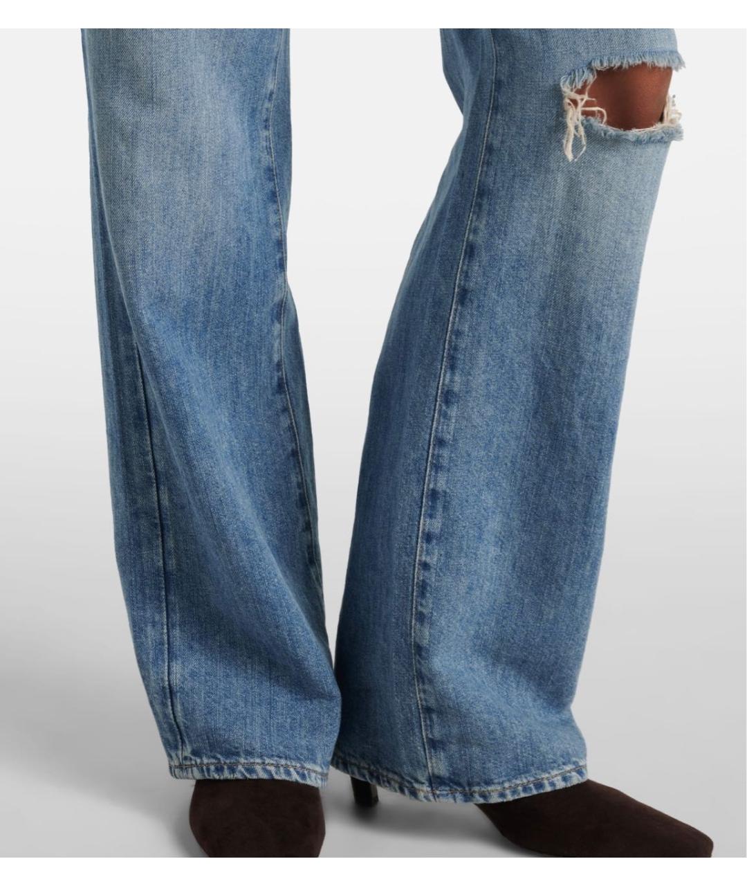 7 FOR ALL MANKIND Синие хлопковые прямые джинсы, фото 3