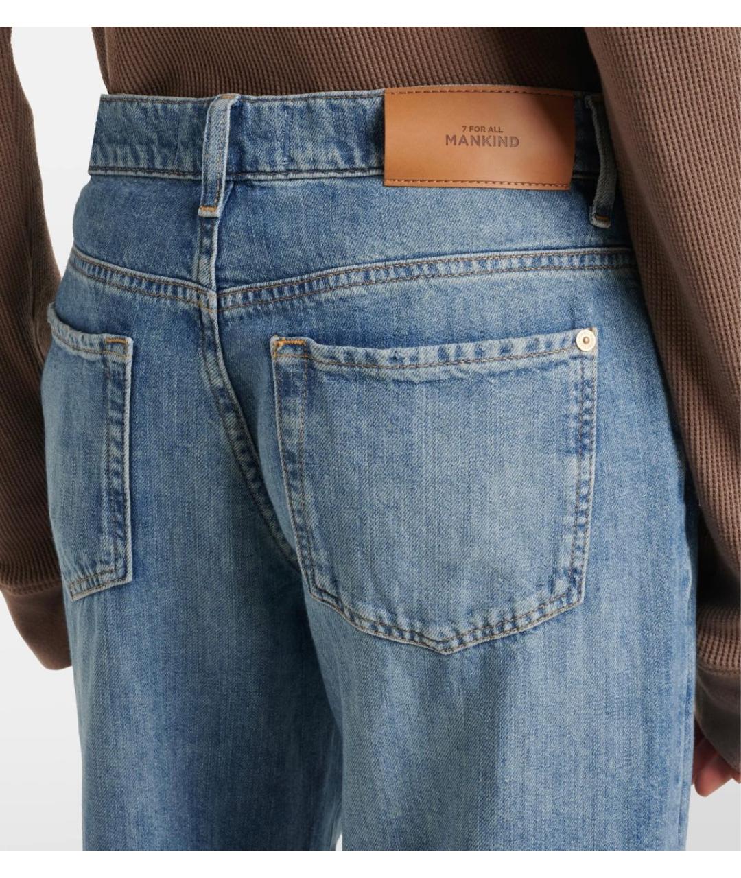 7 FOR ALL MANKIND Синие хлопковые прямые джинсы, фото 2