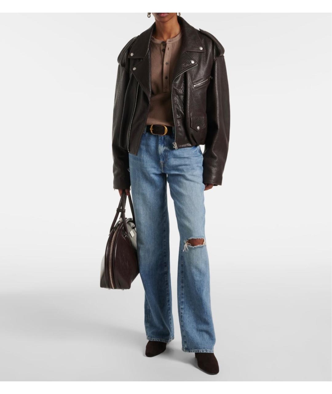 7 FOR ALL MANKIND Синие хлопковые прямые джинсы, фото 4