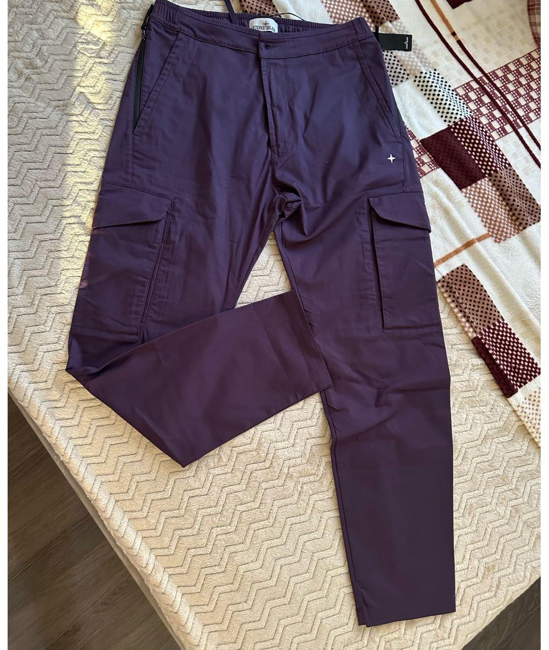 STONE ISLAND Фиолетовые синтетические повседневные брюки, фото 2