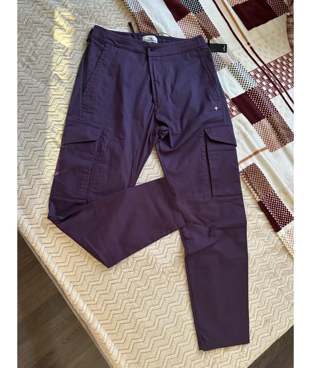 STONE ISLAND Фиолетовые синтетические повседневные брюки, фото 9