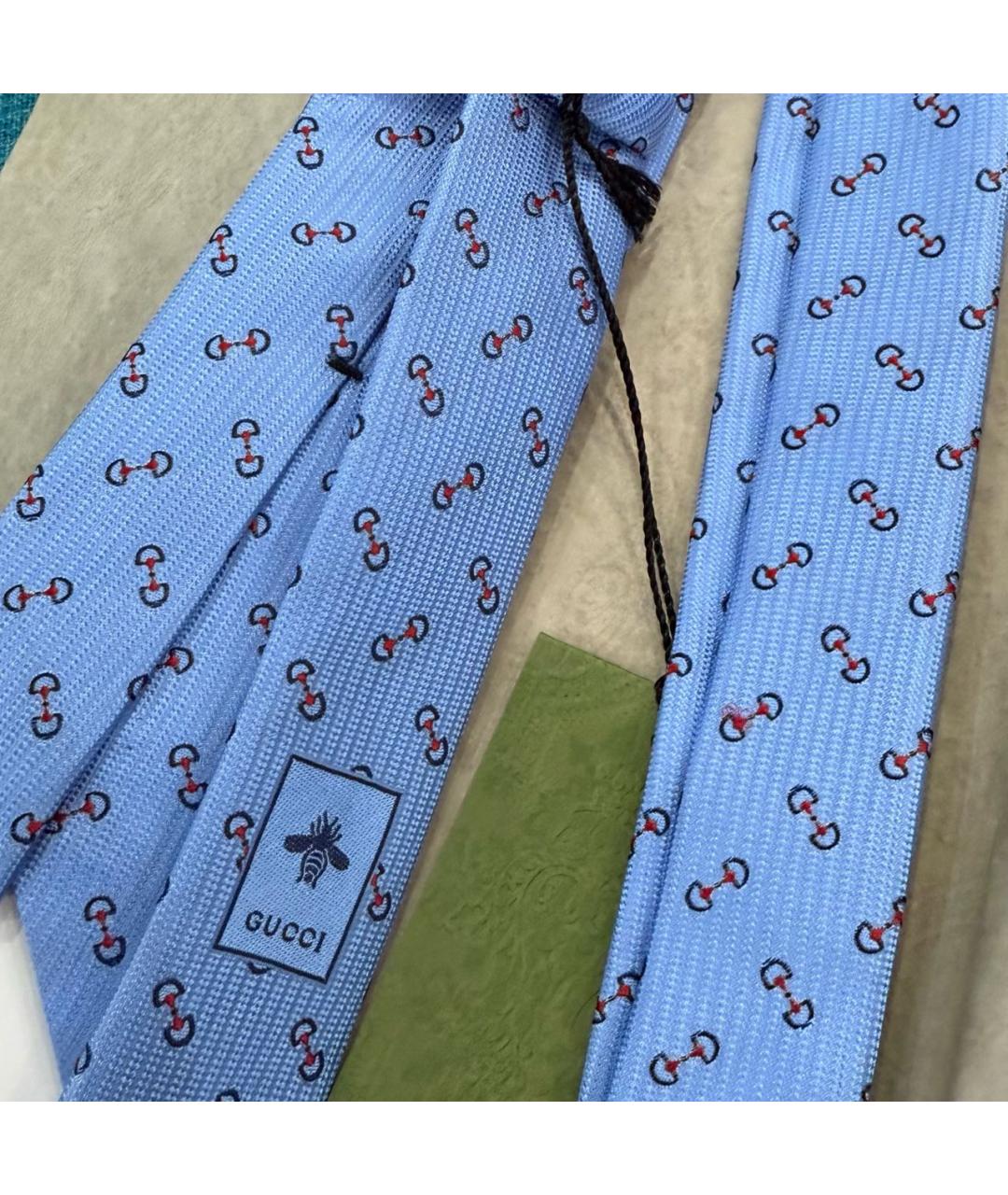GUCCI Голубой шелковый галстук, фото 3
