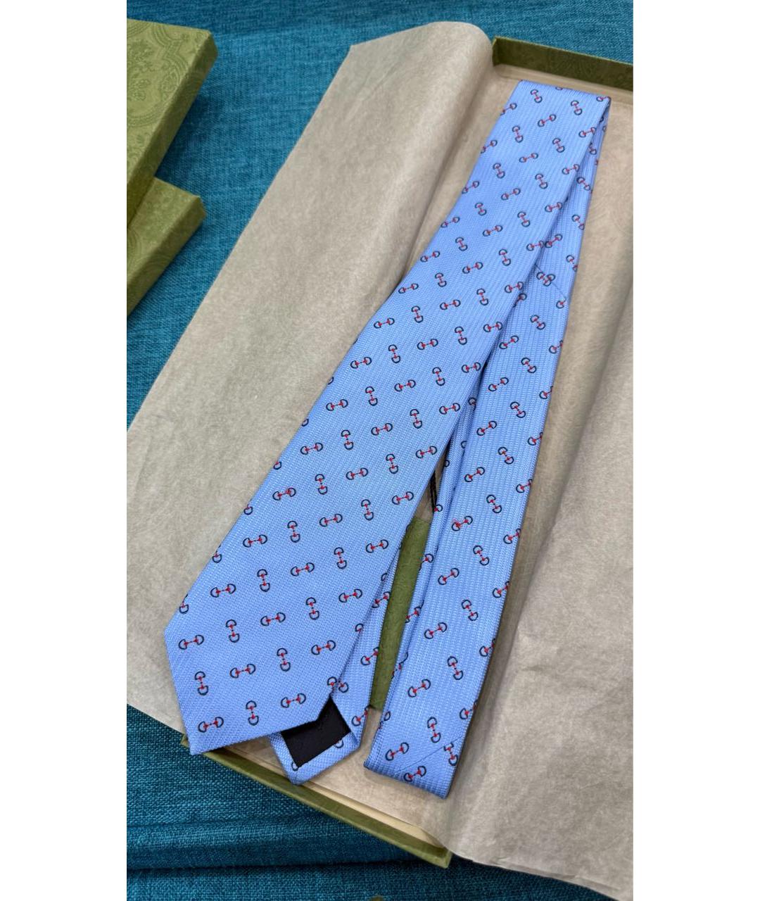 GUCCI Голубой шелковый галстук, фото 2