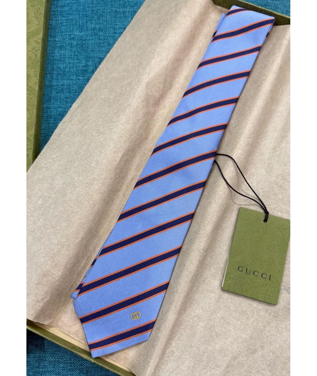 GUCCI Голубой шелковый галстук, фото 2