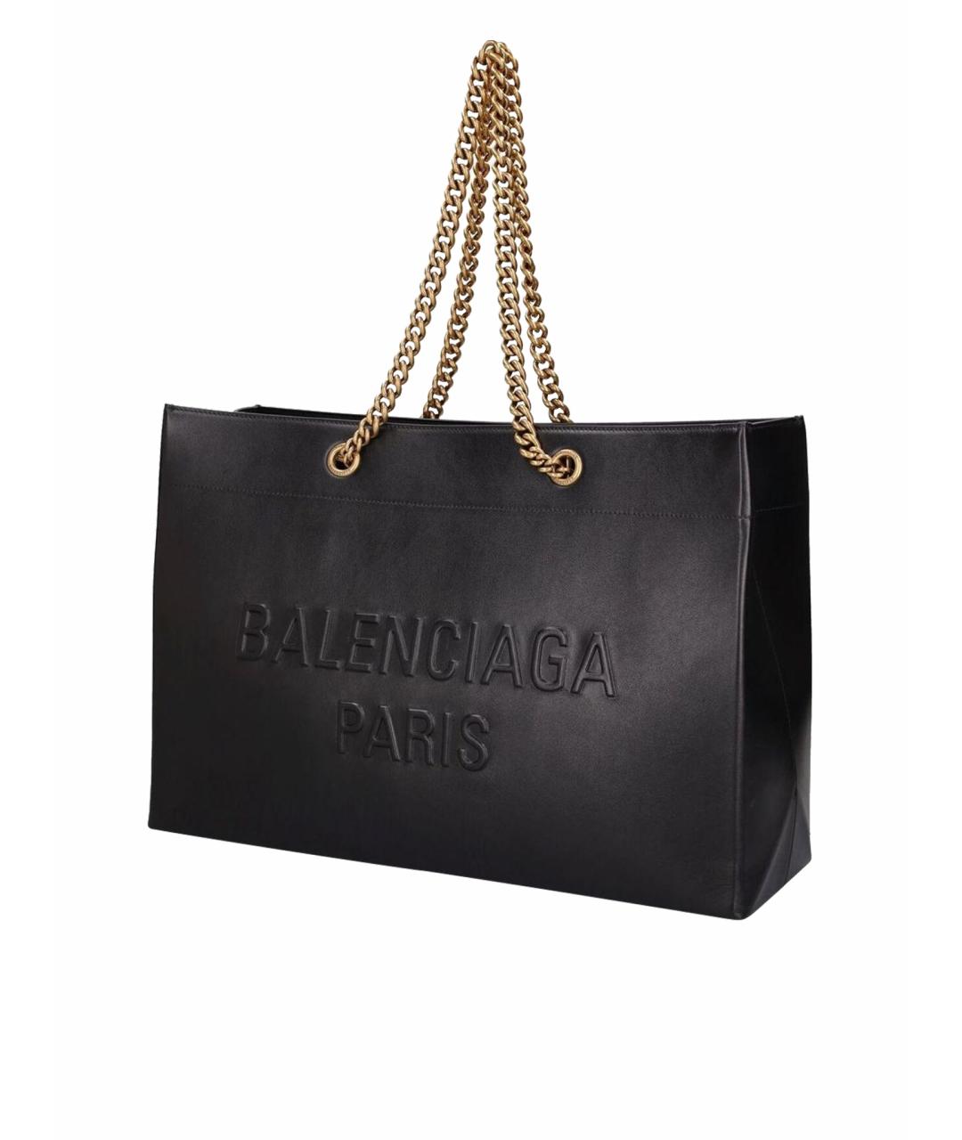 BALENCIAGA Черная кожаная сумка тоут, фото 1