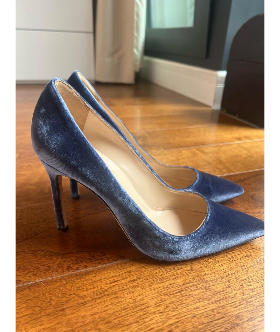 JIMMY CHOO Синие бархатные туфли, фото 4