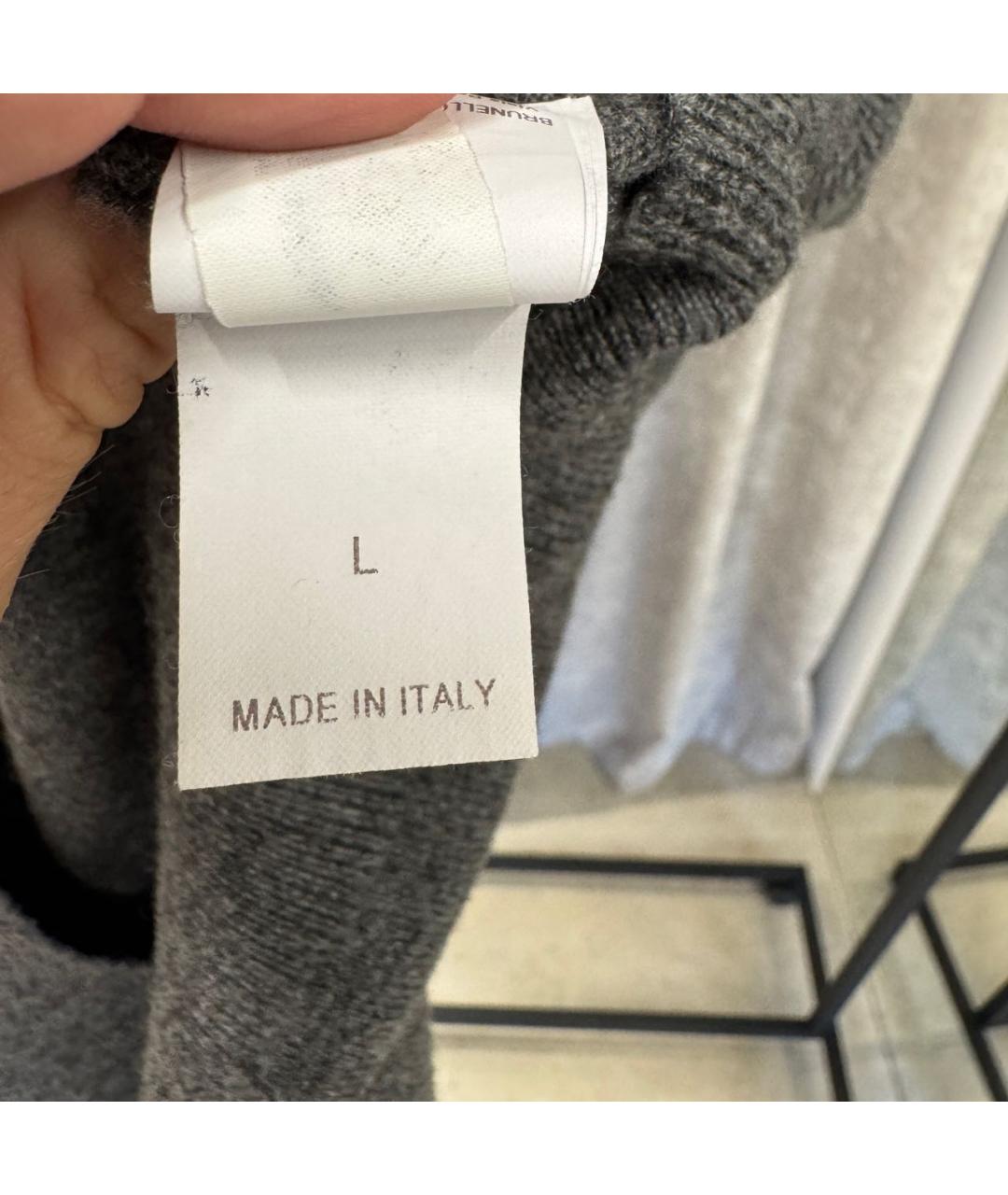 BRUNELLO CUCINELLI Антрацитовое шерстяное повседневное платье, фото 4