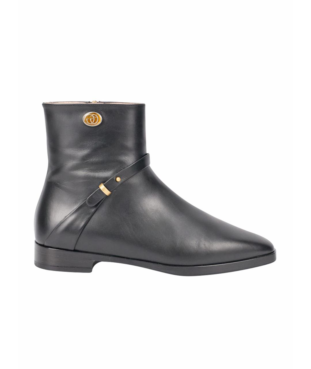 GUCCI Черные кожаные ботинки, фото 1