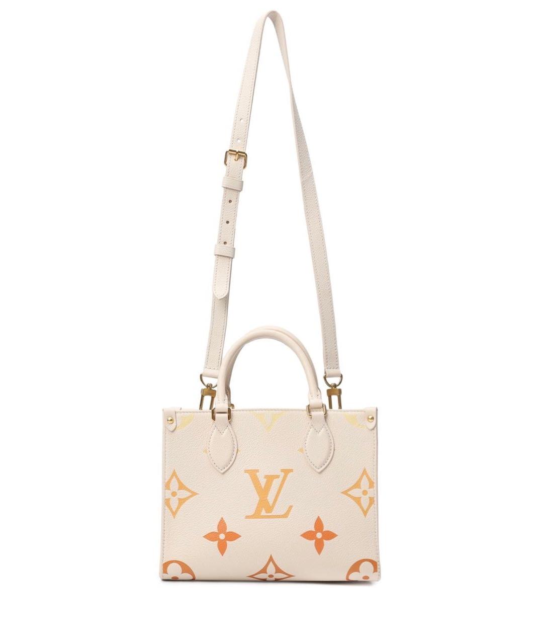 LOUIS VUITTON Бежевая кожаная сумка тоут, фото 4