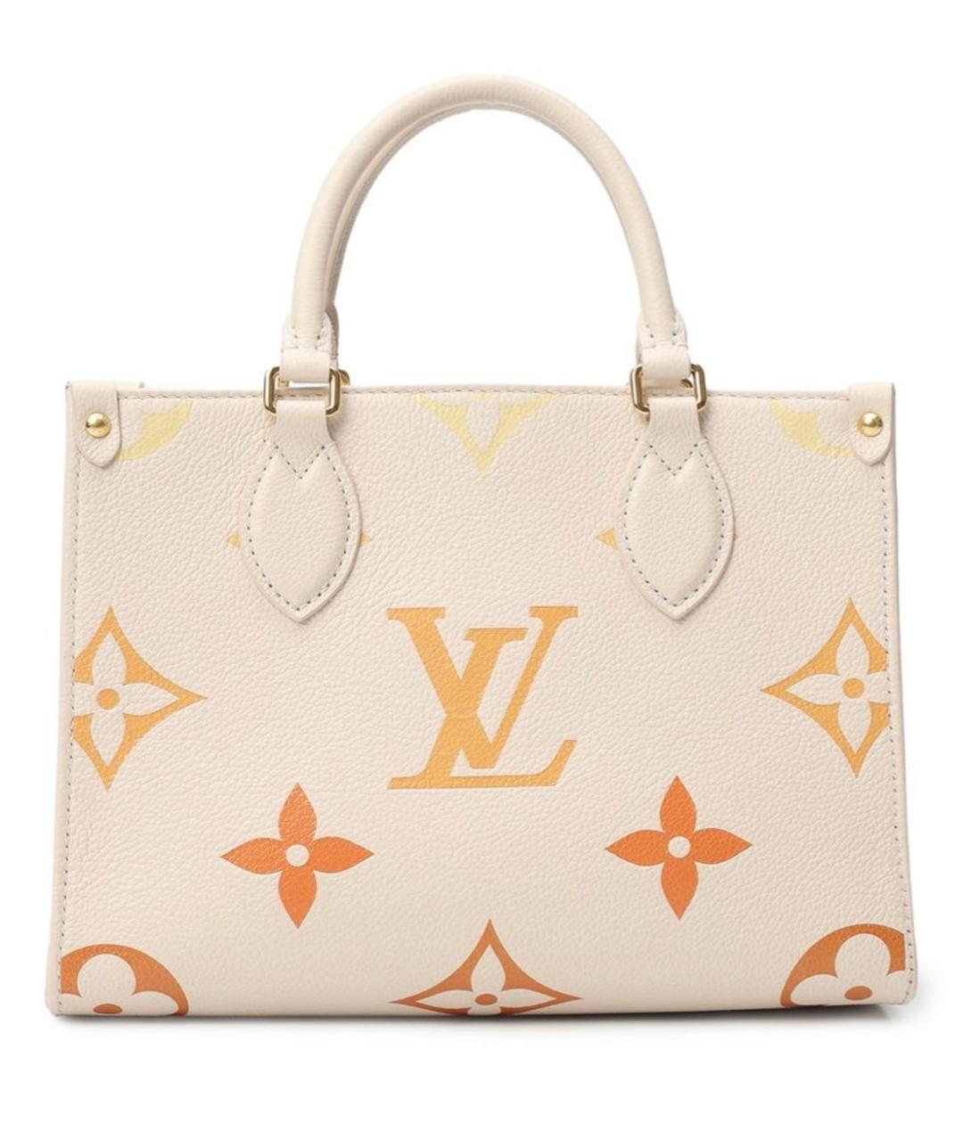 LOUIS VUITTON Бежевая кожаная сумка тоут, фото 5