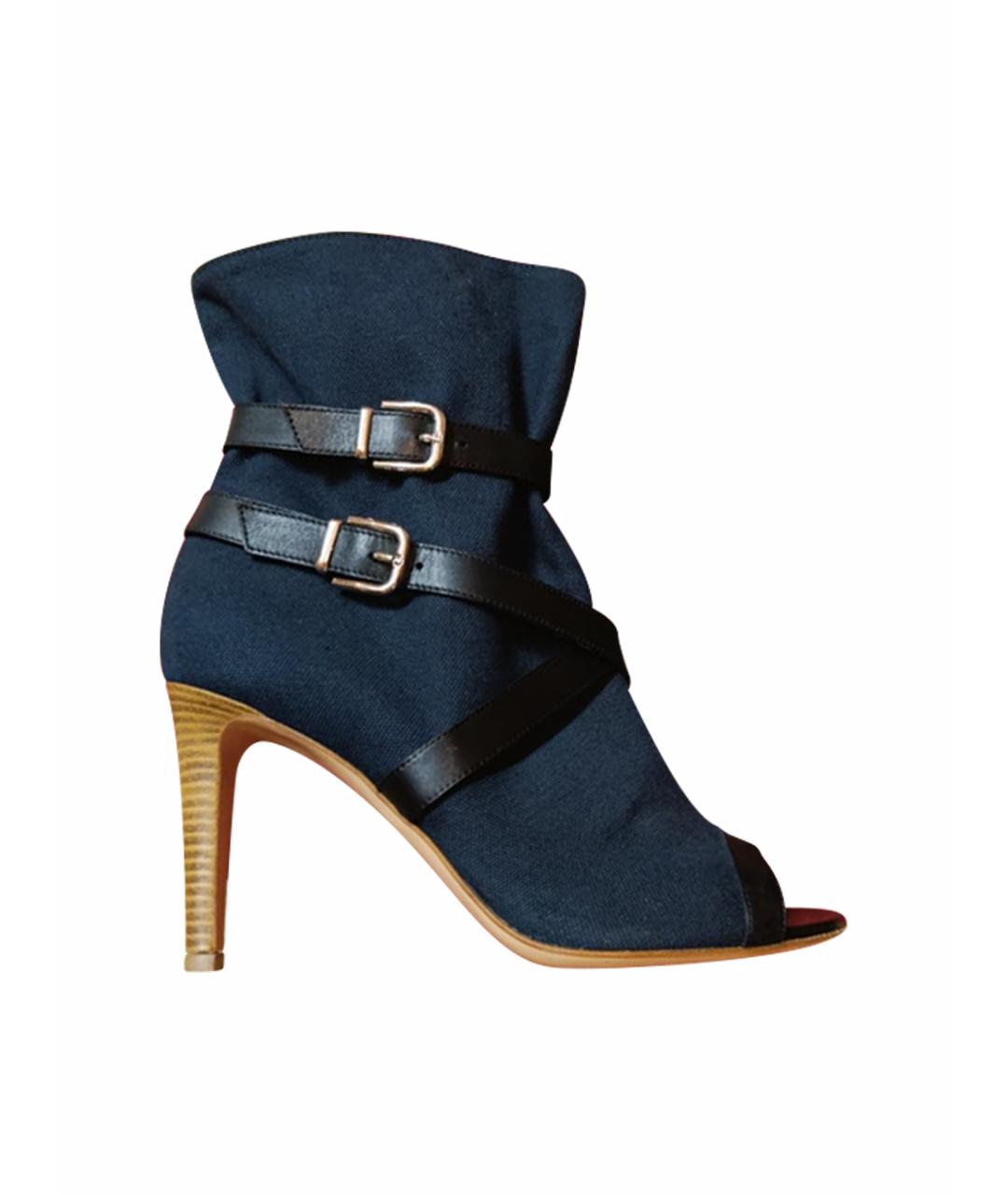 GIANVITO ROSSI Темно-синие кожаные ботильоны, фото 1
