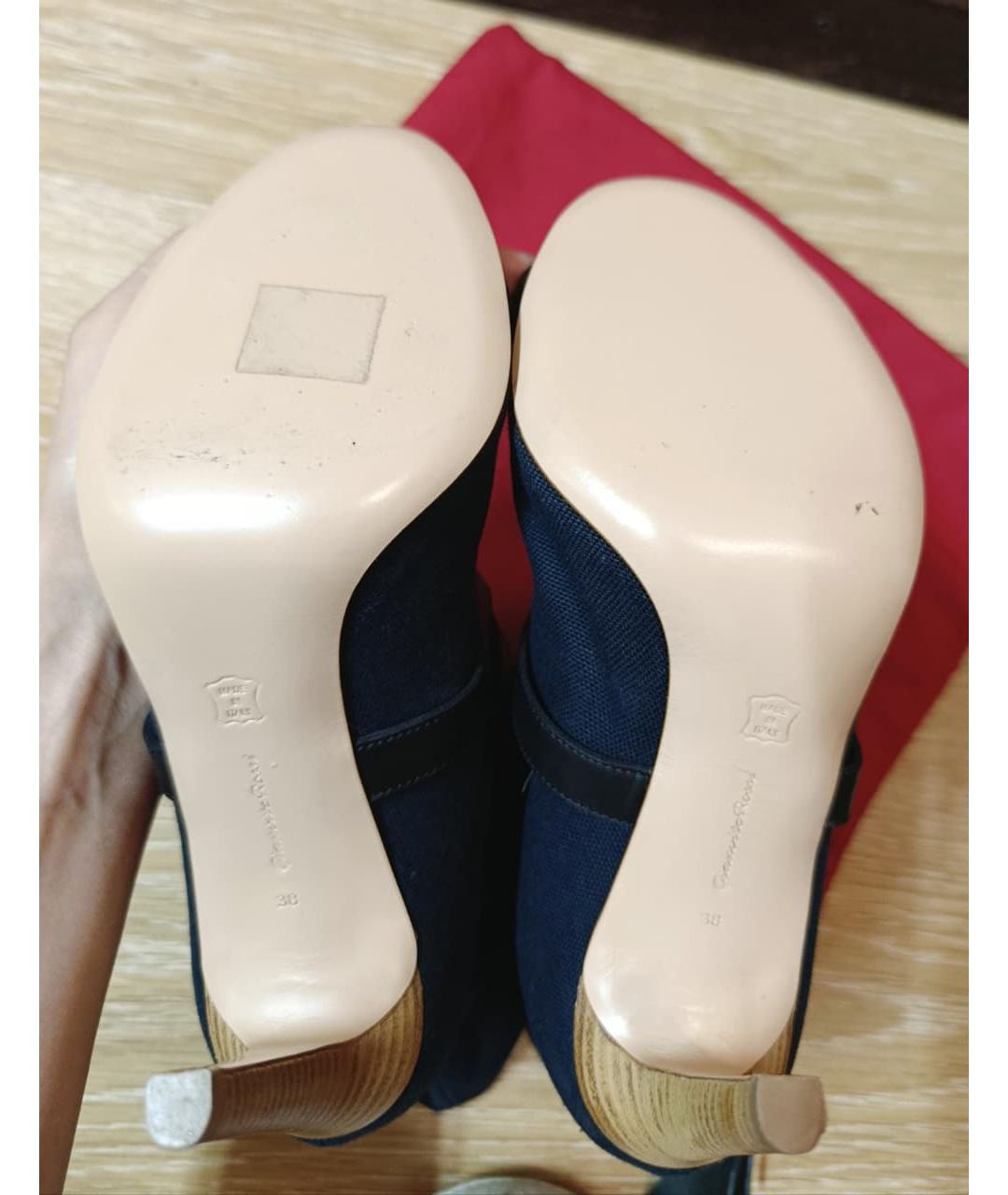 GIANVITO ROSSI Темно-синие кожаные ботильоны, фото 5