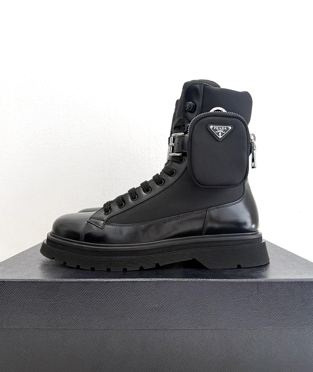 PRADA Черные кожаные ботинки, фото 8