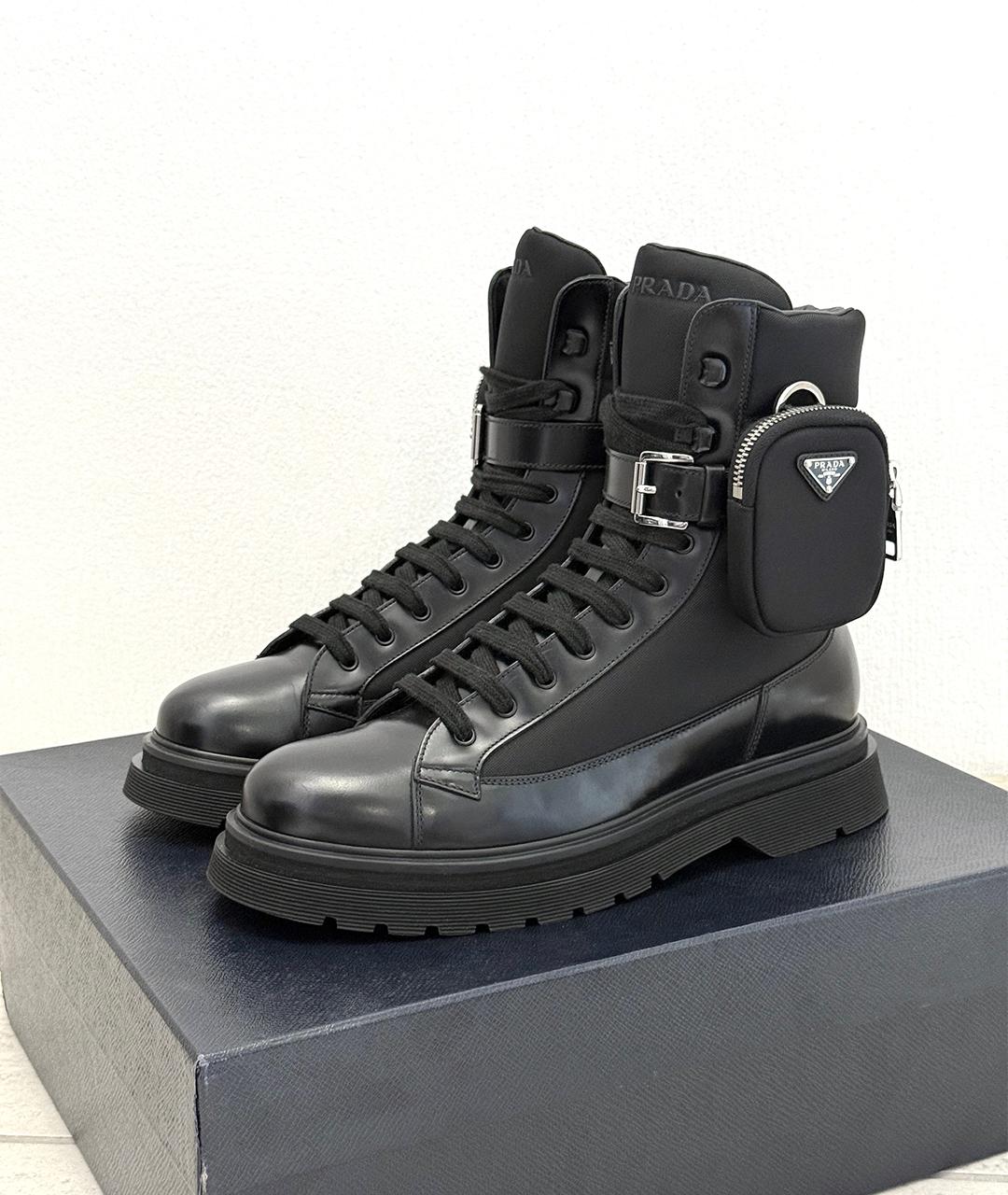 PRADA Черные кожаные ботинки, фото 2