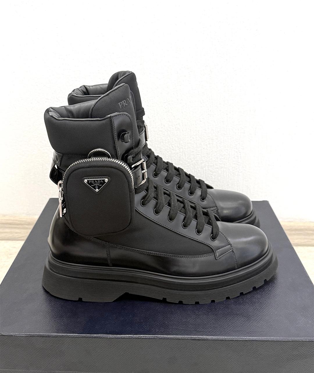 PRADA Черные кожаные ботинки, фото 4