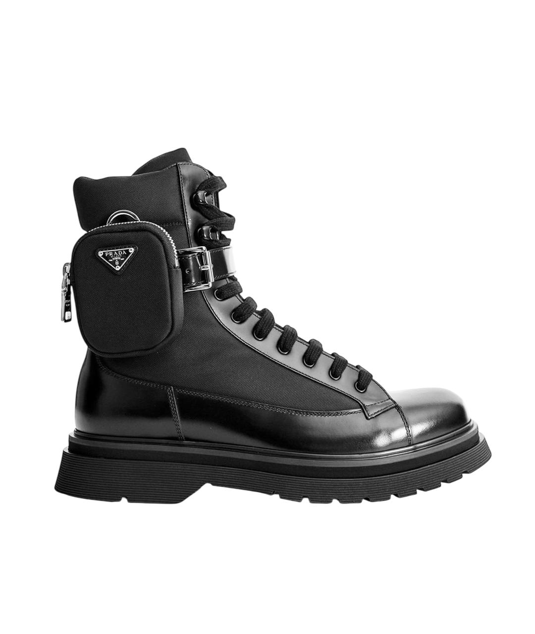 PRADA Черные кожаные ботинки, фото 1