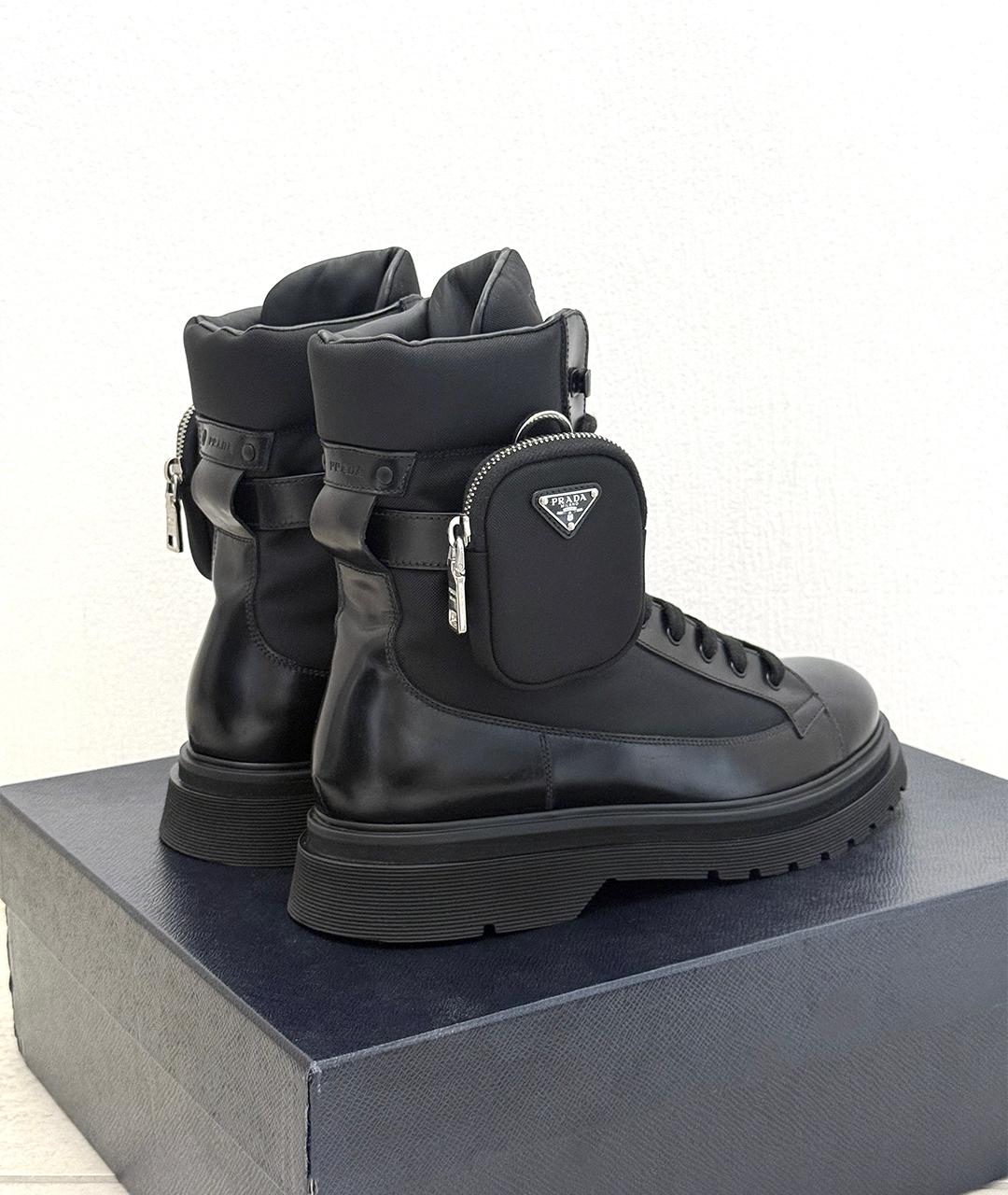 PRADA Черные кожаные ботинки, фото 3