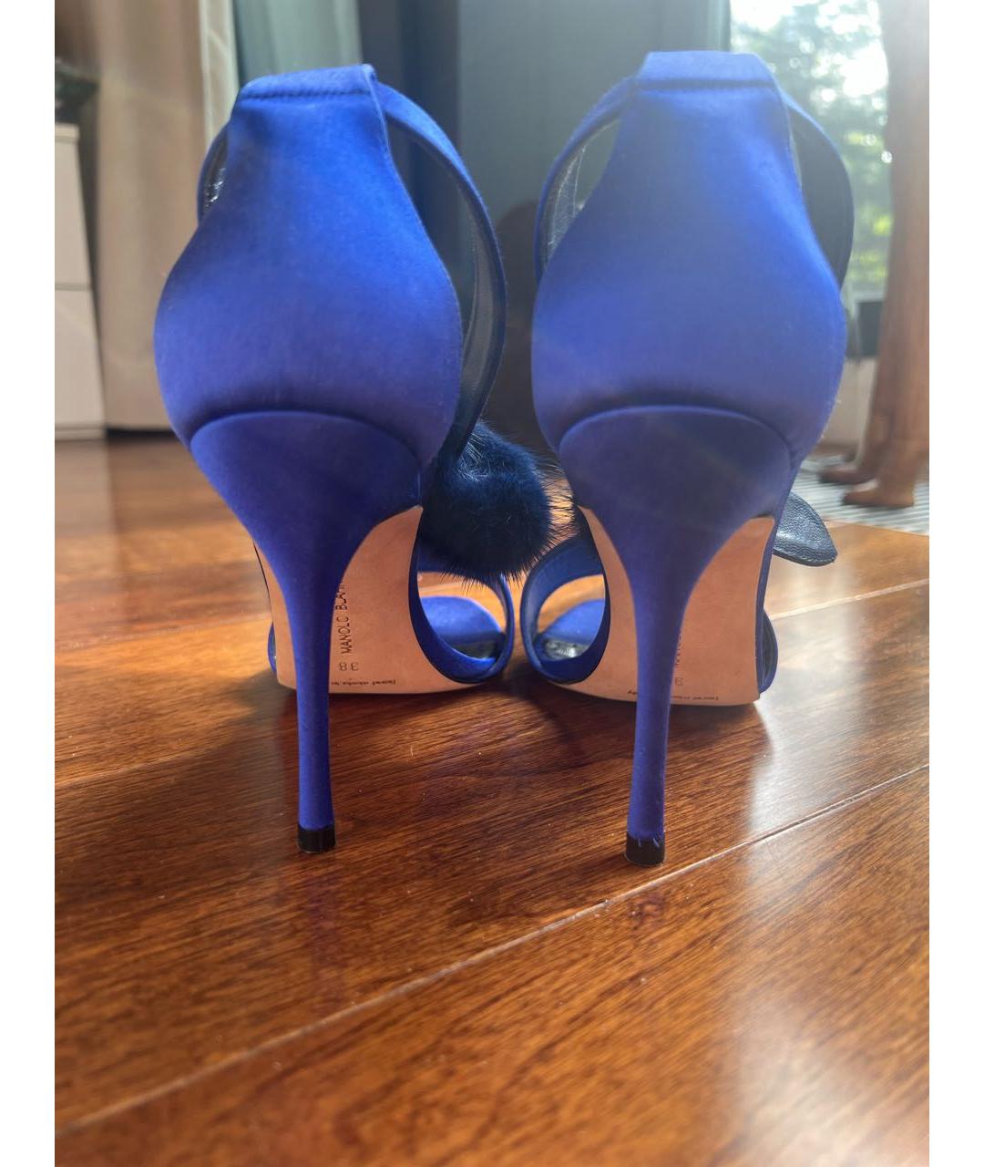 MANOLO BLAHNIK Синие текстильные туфли, фото 4