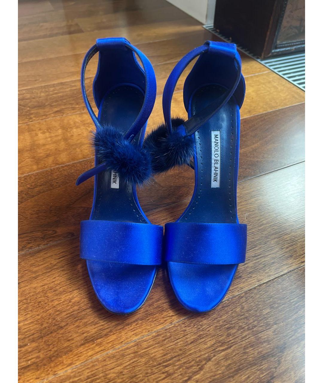 MANOLO BLAHNIK Синие текстильные туфли, фото 2