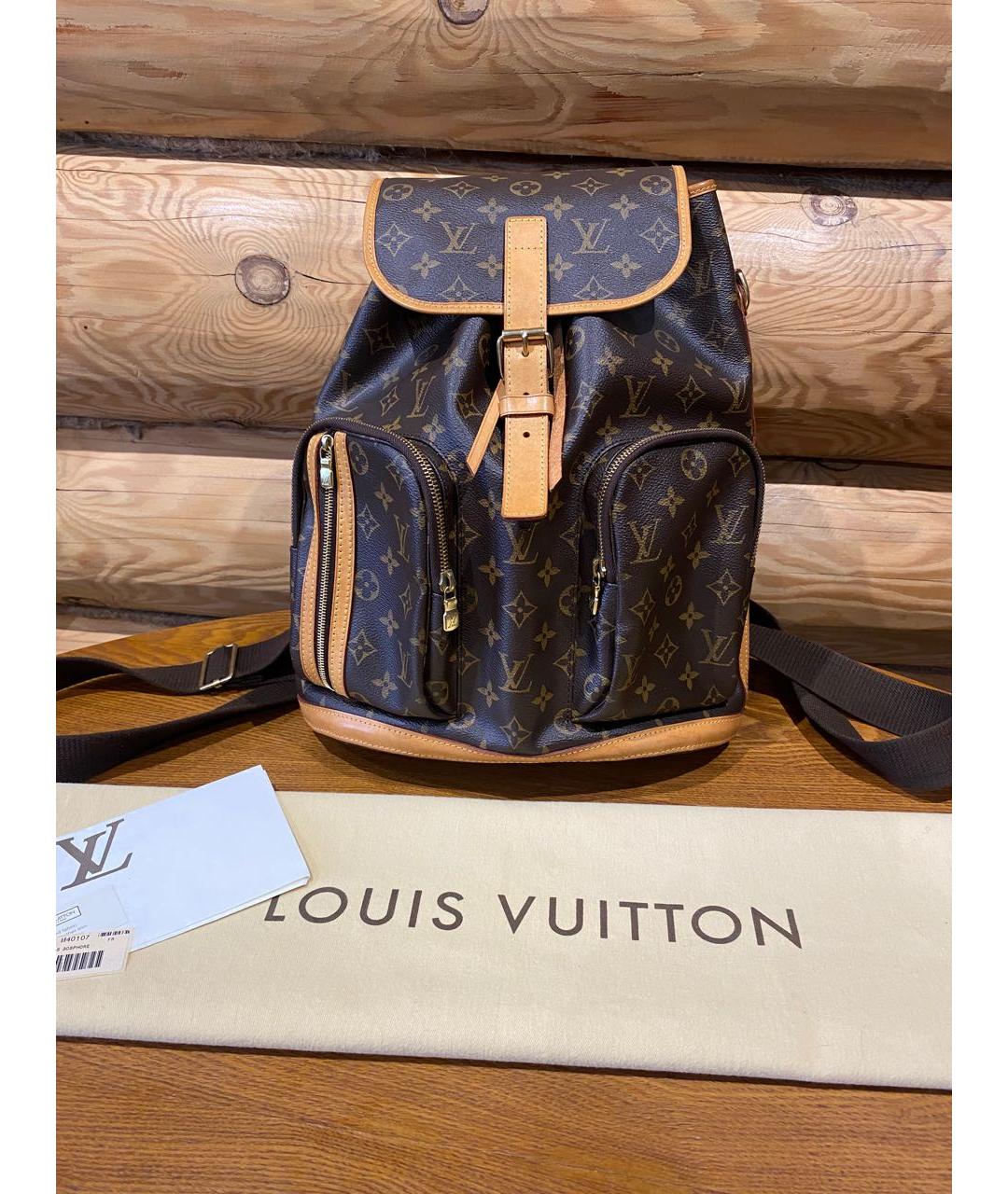 LOUIS VUITTON Коричневый кожаный рюкзак, фото 6
