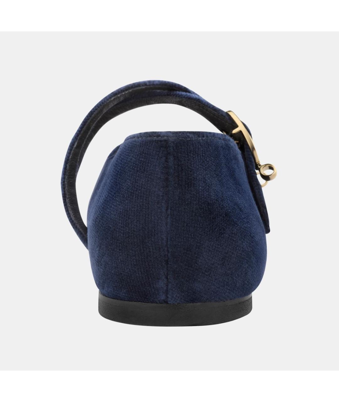 LONGCHAMP Синие бархатные балетки, фото 3