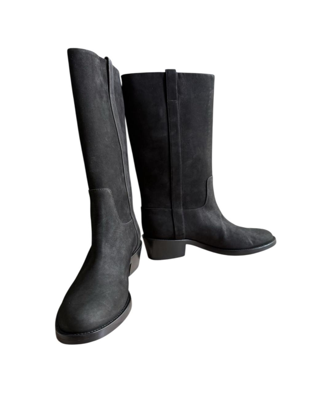 MAX MARA Черные нубуковые сапоги, фото 2