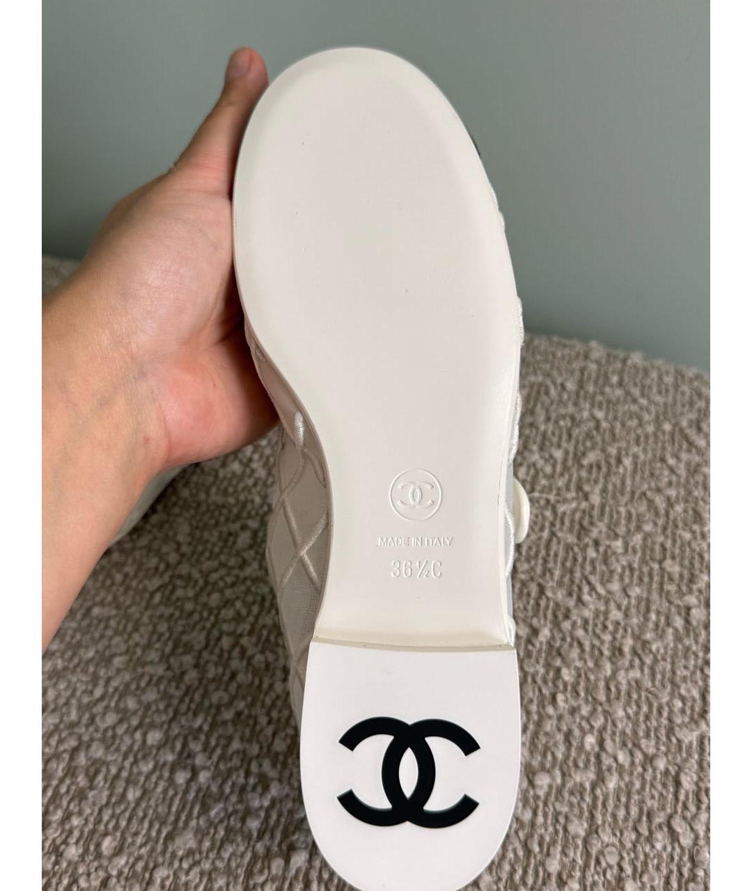 CHANEL Белые текстильные балетки, фото 4