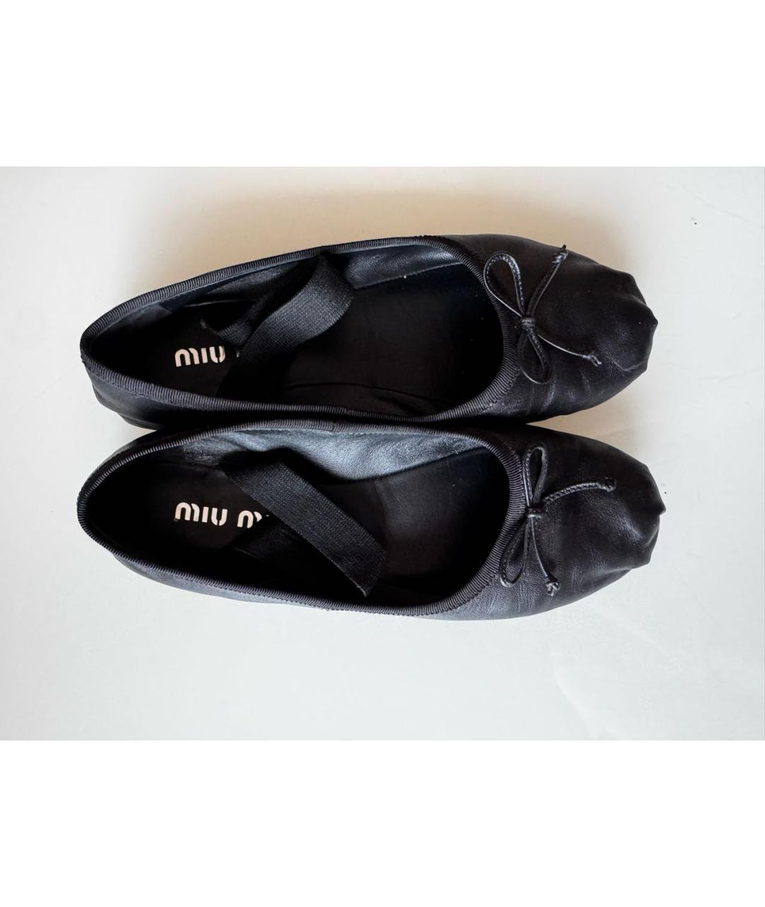 MIU MIU Черные кожаные балетки, фото 3
