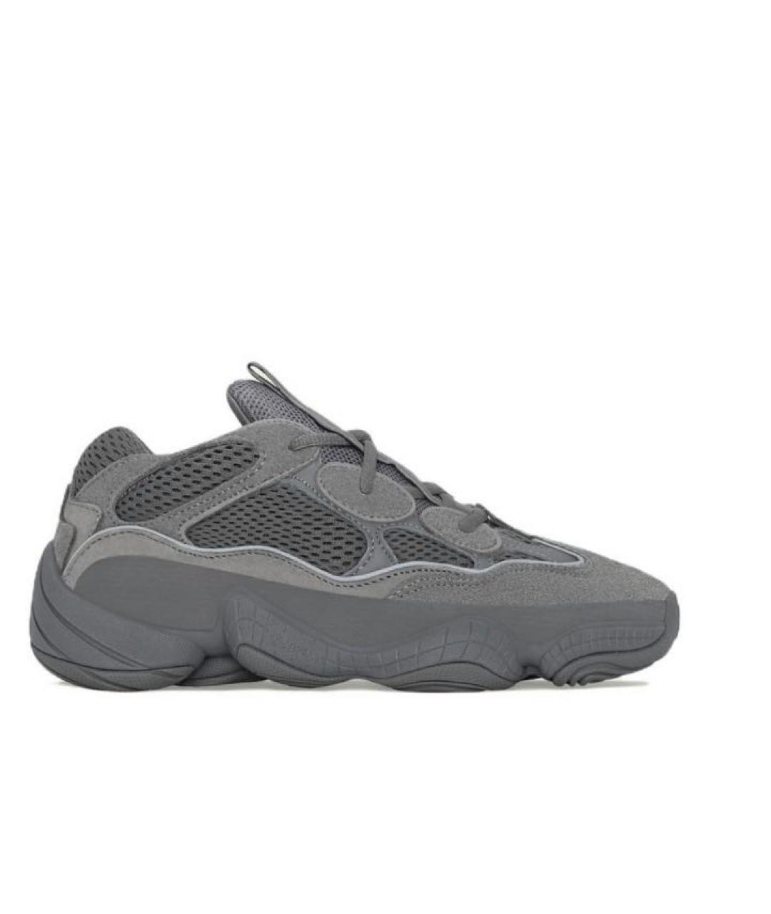 ADIDAS YEEZY Антрацитовые замшевые низкие кроссовки / кеды, фото 1