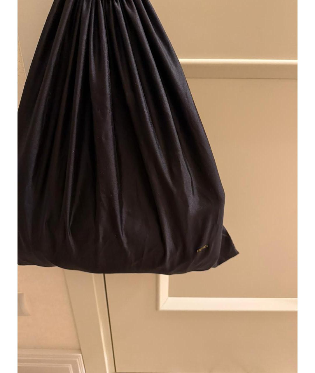 FENDI Коричневая тканевая сумка с короткими ручками, фото 4